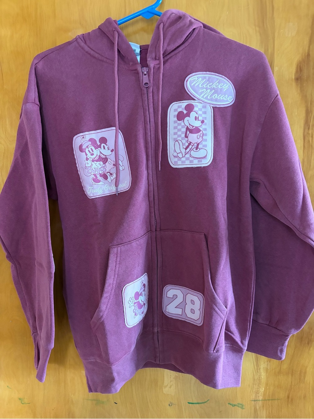 Disney Maroon Zip-Up Hoodie with Mickey Graphics